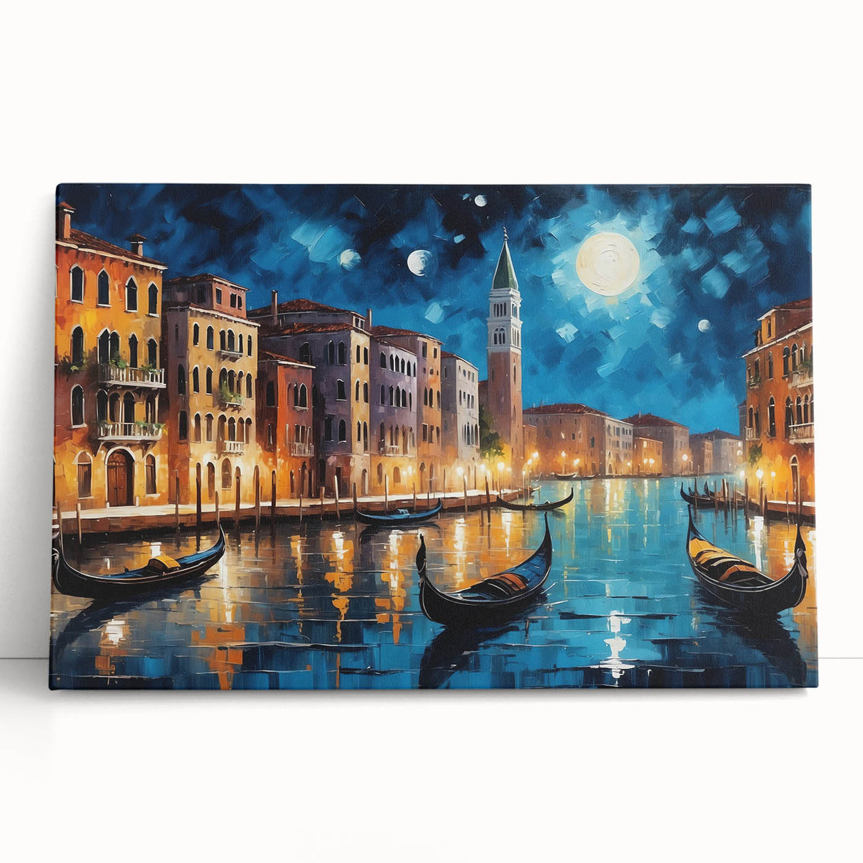 Black and white stretched canvas of Venice scenery, ideal for kitchen wall art.