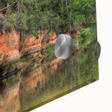Large abstract wall art of a European scenery in Latvia, featuring muted earth tones on acrylic glass.