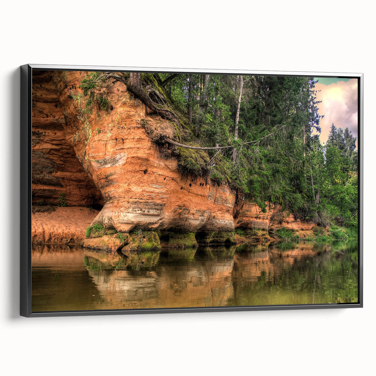Black and white landscape art painting of a European scene on framed canvas, suitable for bedroom decor.