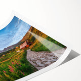 Extra large wall art featuring line art flowers in black and white, printed on rolled canvas.