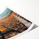 Extra large wall art featuring line art flowers in muted earth tones on a rolled canvas.