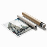 Extra large rolled print of Madrid scenery in muted earth tones, ideal for classy bathroom wall art.