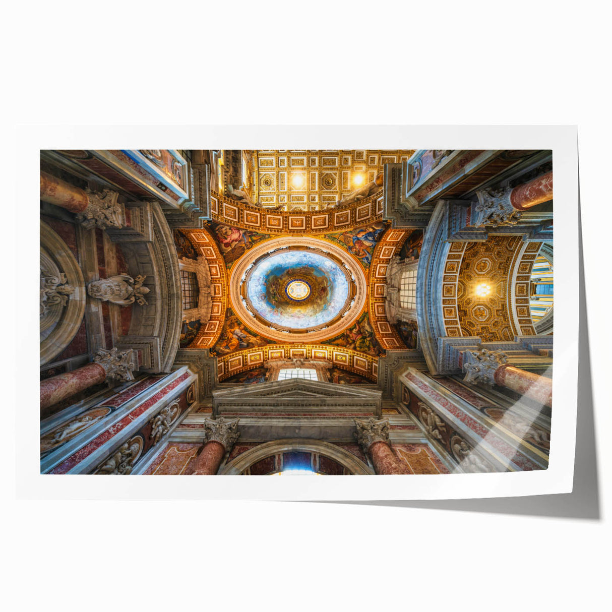 Rolled print of the Vatican scenery in muted earth tones, ideal for art wall dining room.