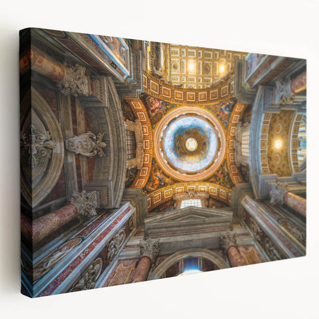 Large art print depicting the Vatican scenery in neutral and earth tones on stretched canvas, suitable for kitchen wall art.