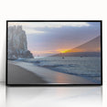 Large abstract wall art depicting Baja California scenery in muted earth tones on a framed acrylic.