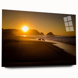 Large abstract wall art of Oaxaca, Mexico scenery in vibrant blue and green hues on acrylic glass.