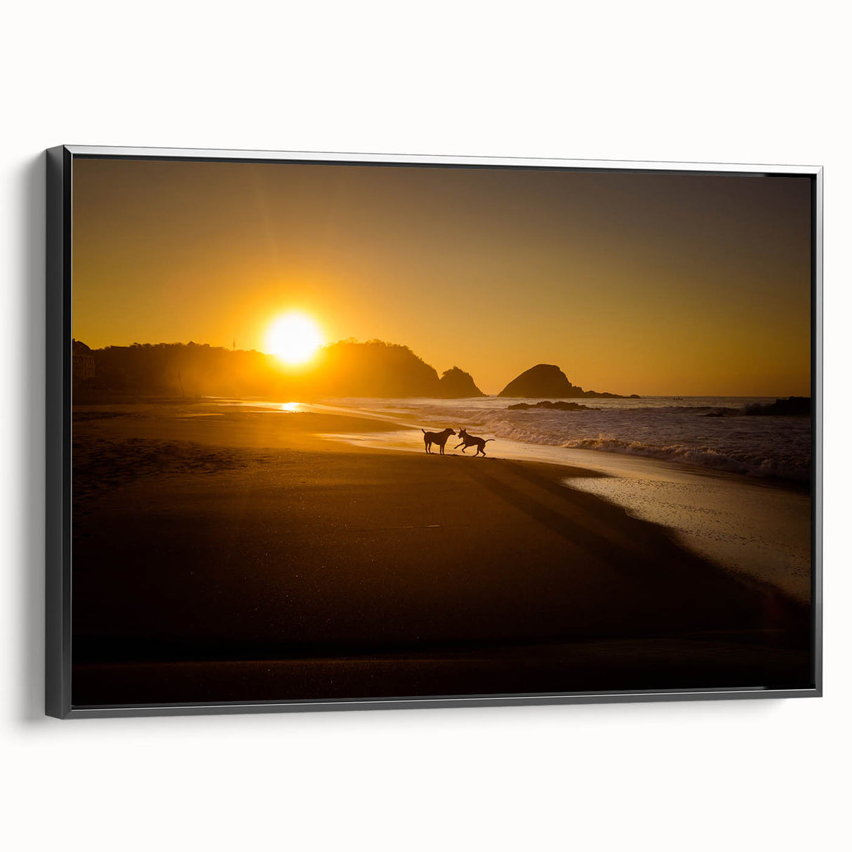 Black and white framed canvas depicting the Oaxaca landscape, ideal for bedroom decor in vintage poster style.