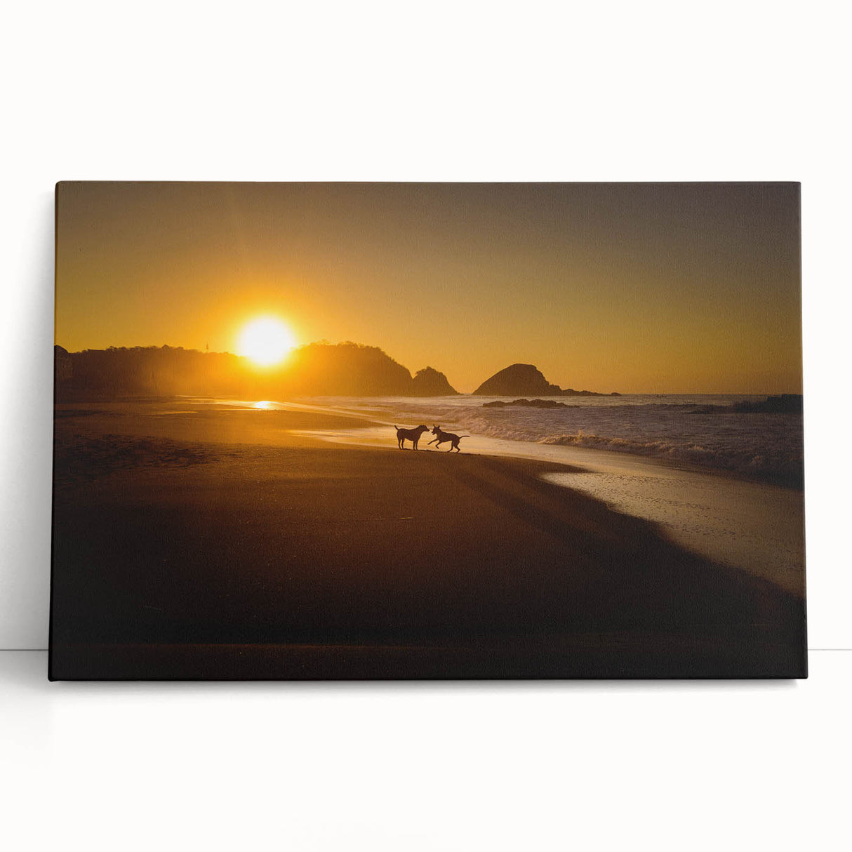 Landscape art painting of Oaxaca, Mexico, featuring colorful imagery on a black background, printed on stretched canvas.