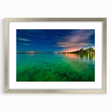 Textured abstract art print of Yucatan scenery in muted earth tones, framed in silver, ideal for bedroom art.