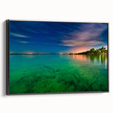 Black and white landscape art of Yucatan, framed canvas in a vintage poster style, suitable for bedroom decor.