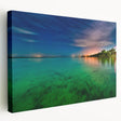 Large art depicting the Yucatan scenery in Mexico on a stretched canvas, featuring vivid green and blue tones.