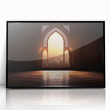 Large abstract wall art depicting the Dubai skyline in muted gray and blue, framed acrylic.