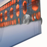 Large abstract wall art featuring a mid-century modernist design of an Iranian landscape in muted earth tones.