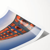 Extra large rolled print featuring line art flowers in muted earth tones, ideal for large living room wall decor.