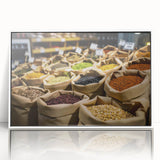 Art deco poster of Jerusalem skyline in muted gold and white tones, framed acrylic, ideal for modern art wall decor.