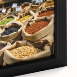 Extra large framed canvas featuring a textured depiction of Jerusalem in vibrant colors, ideal for living room decor.