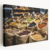 Jerusalem cityscape on large stretched canvas with earthy tones, suitable for kitchen wall art.