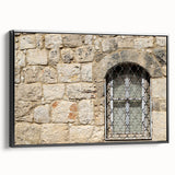 Black and white wall art of Tel Aviv landscape on framed canvas, ideal for bedroom decor.