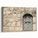 Framed canvas landscape art painting of Tel Aviv with colorful and black vintage-style elements.
