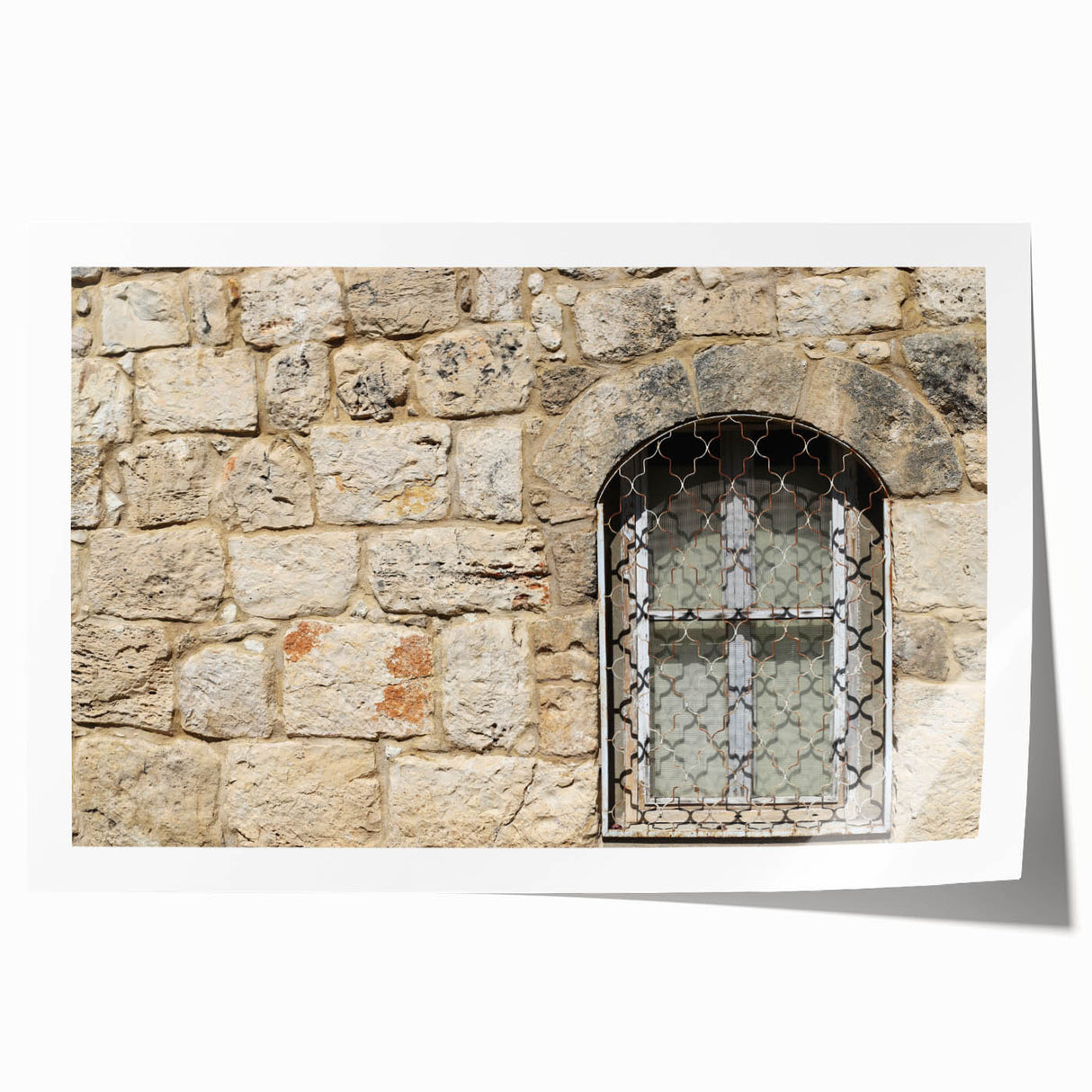Extra large rolled print of Tel Aviv scenery with muted earth tones, ideal for art wall dining room.