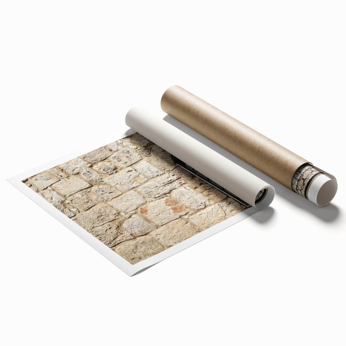 Extra large rolled print of Tel Aviv scenery with muted earth tones, ideal for classy bathroom wall art.