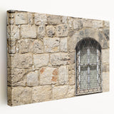 Tel Aviv cityscape on large stretched canvas with muted earth tones, suitable for kitchen wall art.