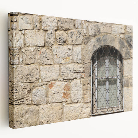 Tel Aviv cityscape on large stretched canvas with muted earth tones, suitable for kitchen wall art.