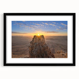 Extra large abstract art print depicting a colorful, textured Middle Eastern scenery on a framed black mat.