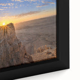 Extra large framed canvas featuring a textured, colorful Middle Eastern scenery in muted earth tones.
