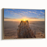 Framed canvas wall art depicting a vintage-style landscape of the Middle East in gold and black tones.
