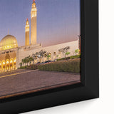 Textured black wall art depicting a Middle Eastern Oman scenery in vibrant colors, framed canvas.