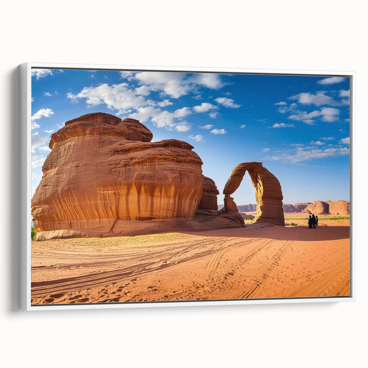 Vintage poster art of a Middle Eastern scenery on a framed canvas, featuring colorful art in a large format.