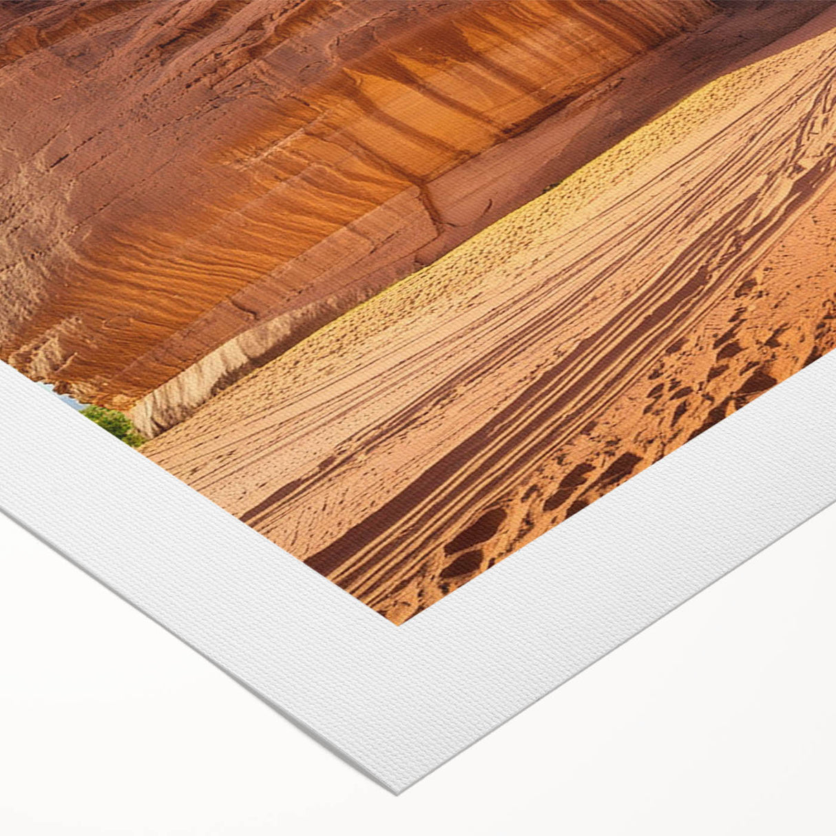 Art deco poster of a Saudi Arabian landscape in muted beige and brown tones on rolled canvas, suitable for dining room decor.