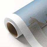 Art Deco-style poster of Abu Dhabi skyline in pastel shades on rolled canvas, ideal for nursery wall art.
