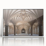 Art deco poster of Canterbury, New Zealand scenery in subdued green and blue tones on framed acrylic.