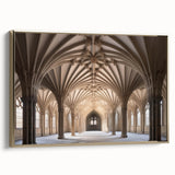 Framed canvas featuring a vintage-style landscape painting of Canterbury, New Zealand, with muted earth tones.