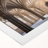 Art deco poster featuring a serene Canterbury, New Zealand landscape in muted green and blue tones, on rolled canvas.