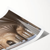 Extra large wall art featuring line art flowers in soft pastel shades on a rolled canvas.