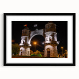Extra large abstract art print of a colorful Argentine landscape, textured on a black framed canvas.