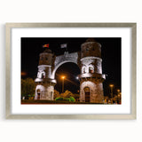 Textured abstract art print of a South American scenery in muted earth tones, framed in silver, ideal for bedroom art.