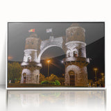 Art deco poster of an Argentine landscape in muted earth tones on framed acrylic, suitable for modern nursery wall decor.