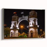 Framed canvas featuring a vintage-style landscape art painting of an Argentinean scenery in vibrant colors.