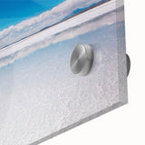 Large abstract wall art depicting a Bolivian landscape in muted earth tones on acrylic glass, ideal for dining room decor.