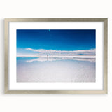 Textured abstract art print of a Bolivian landscape in muted earth tones on a framed silver canvas.