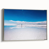 Framed canvas of a Bolivian landscape featuring vibrant, colorful art with a vintage poster style.