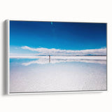 Vintage poster art of a Bolivian landscape on a framed canvas, featuring vibrant colors, ideal for living room decor.