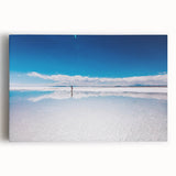Black and white stretched canvas depicting a scenic Bolivian landscape, ideal for kitchen wall art.