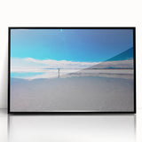 Large abstract wall art depicting a Bolivian landscape in muted earth tones on a framed acrylic.