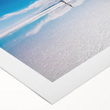 Art deco poster featuring a geometric depiction of a Bolivian landscape on rolled canvas, suitable for dining room decor.