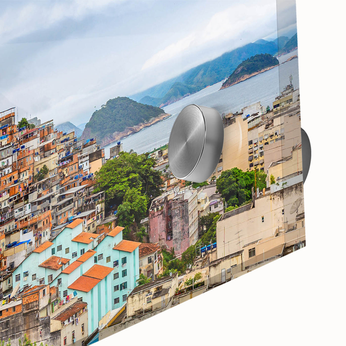 Large abstract wall art depicting a Brazilian landscape in muted earth tones on acrylic glass.